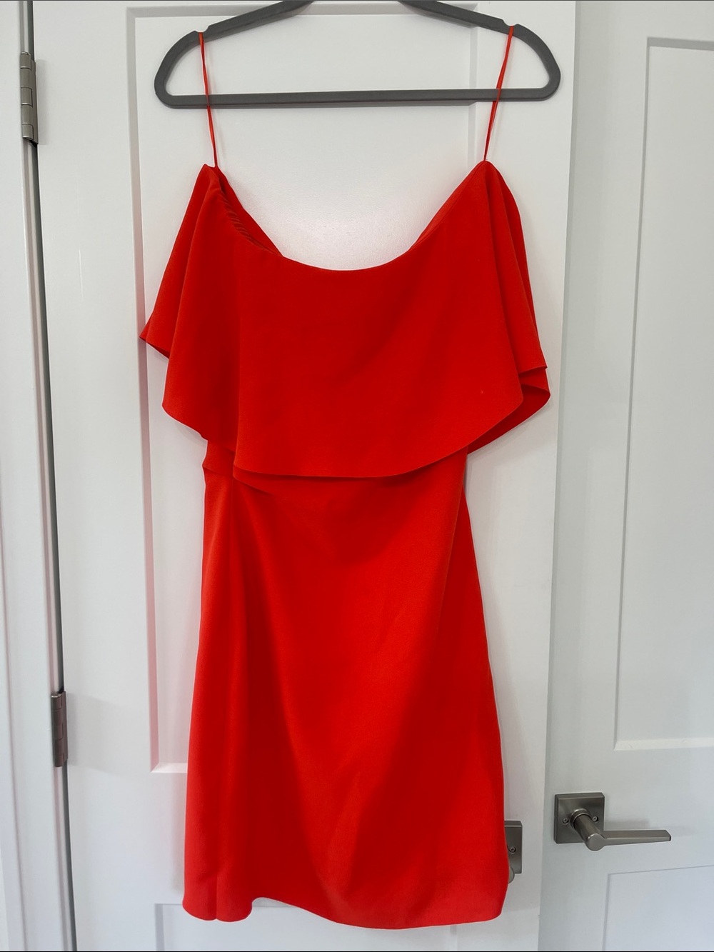 Reiss orange Ruffle Off-Shoulder Mini Dress